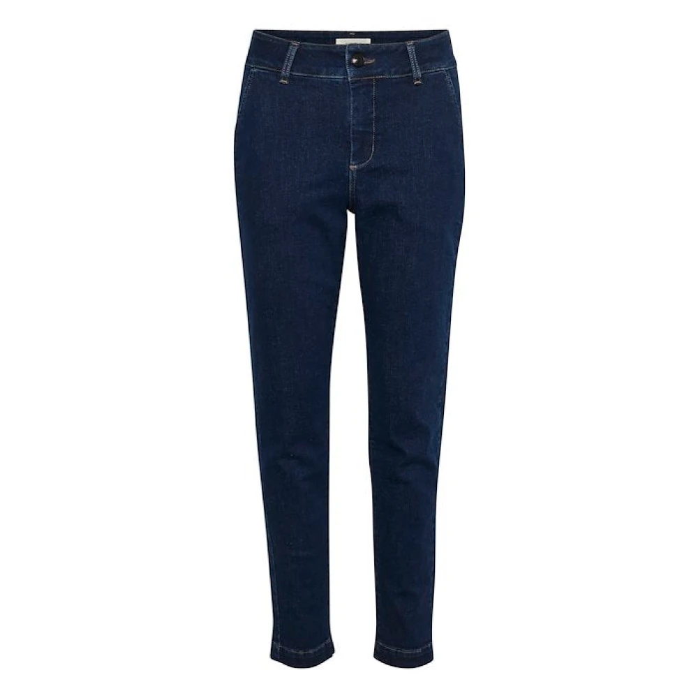 Part Two Tidlösa mörka denim jeans med avslappnad passform och ankellängd Blue, Dam
