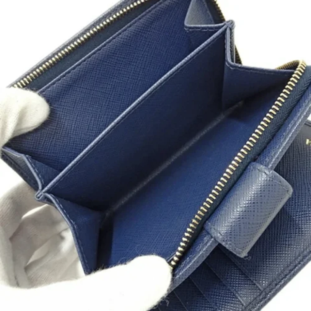 Prada Vintage Pre-owned Leather wallets Blue Unisex