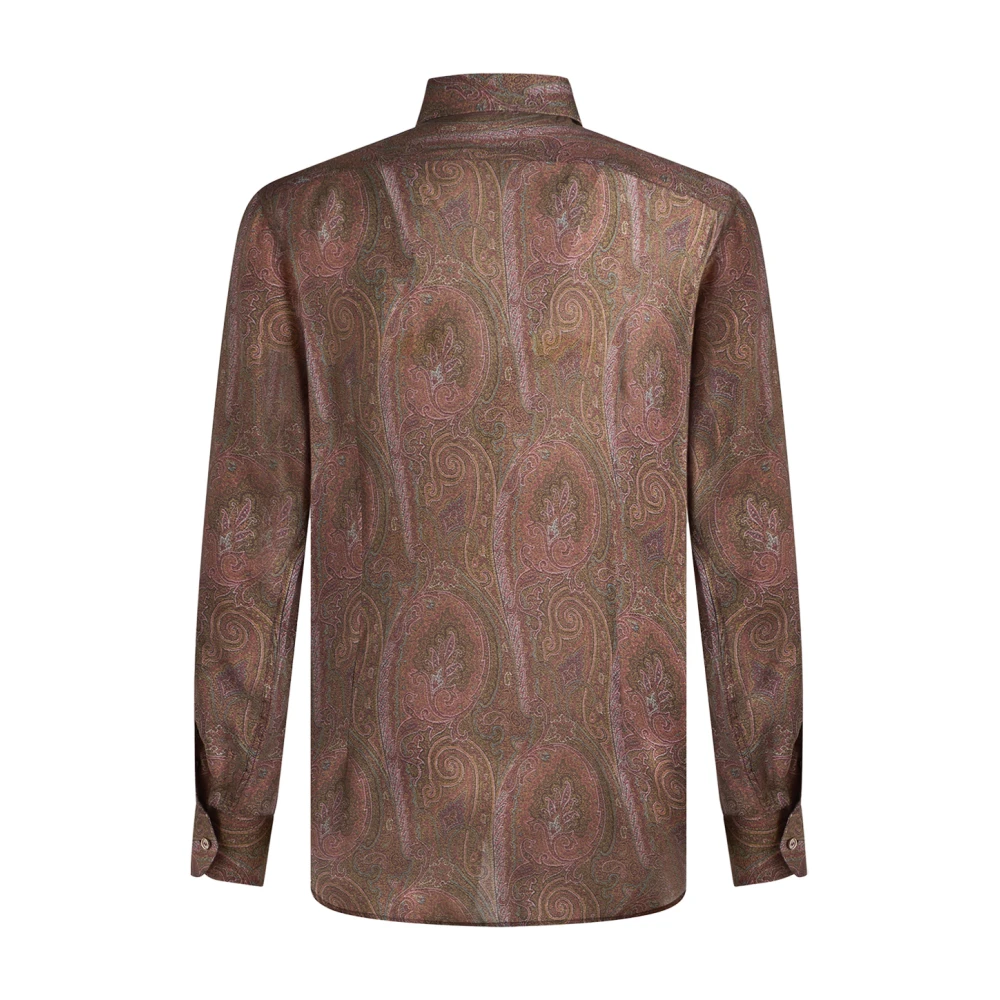 ETRO Bruine Paisley Print Zijden Overhemd Brown Heren