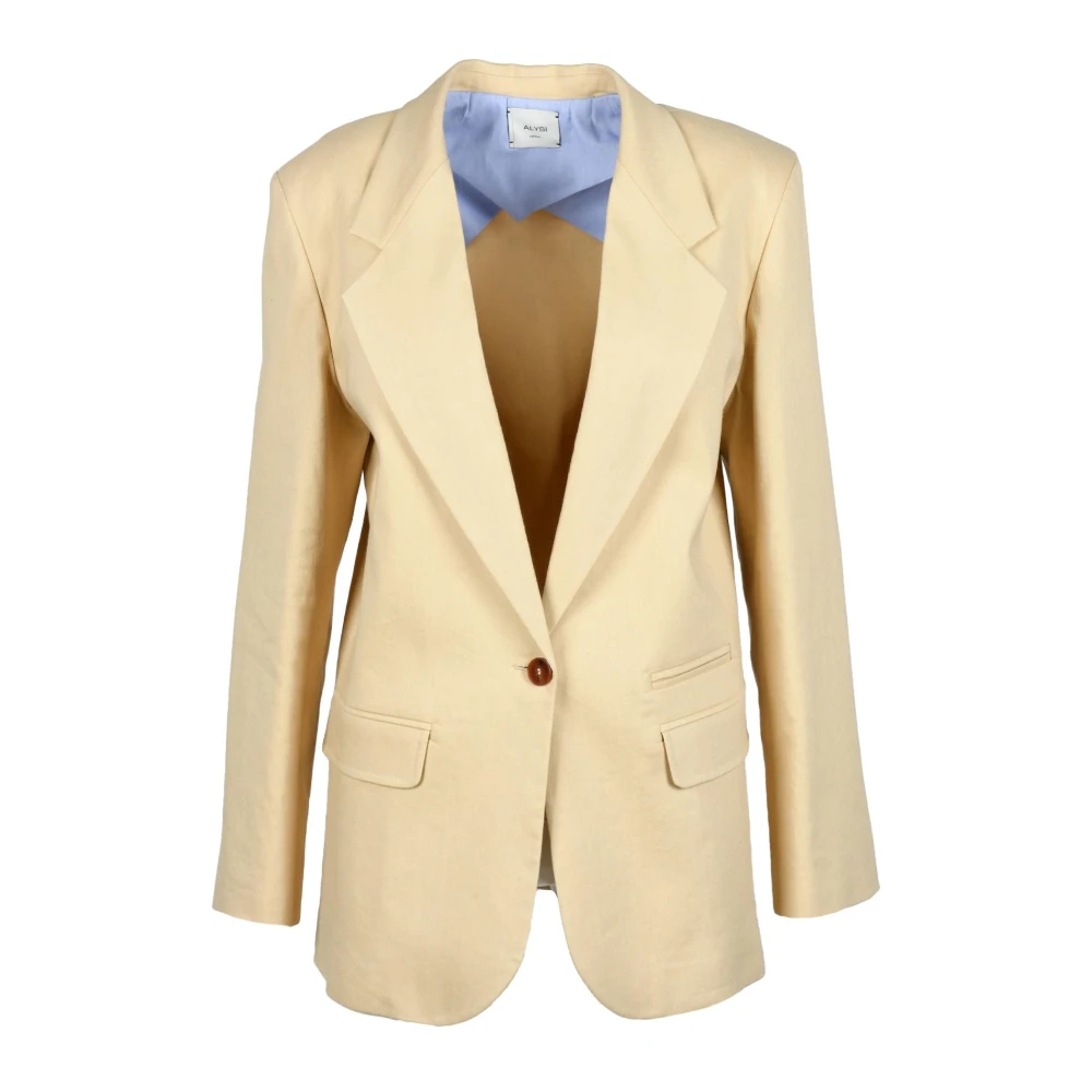 Alysi Linnen Blend Blazer Jas Beige Dames