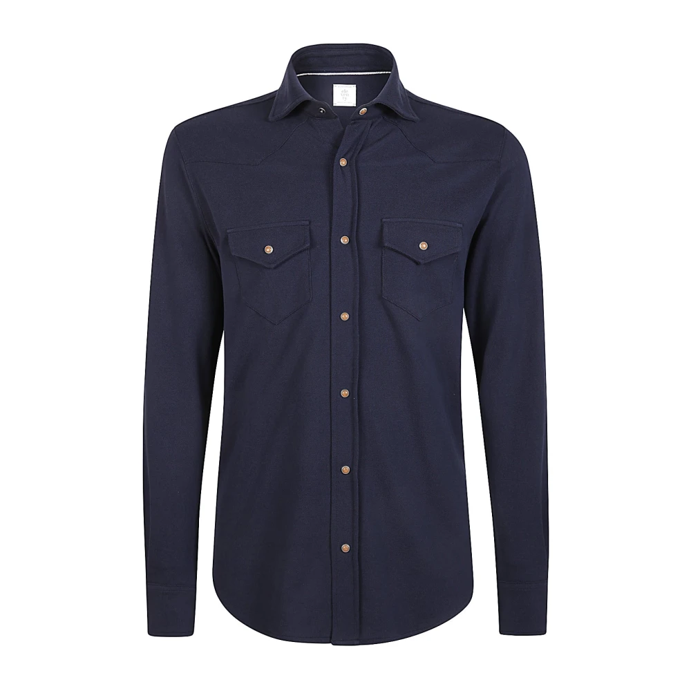 Eleventy Piqué Katoenen Jersey Shirt Blue Heren