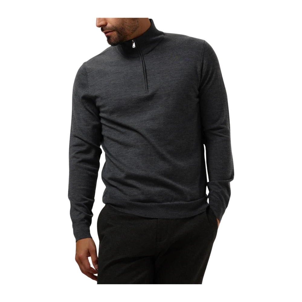 Profuomo Heren Half Zip Pullover Sweater Gray Heren