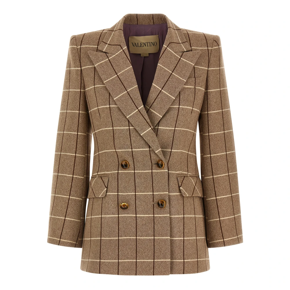 Valentino Garavani Women's Beige Double-Breasted Wool Blazer