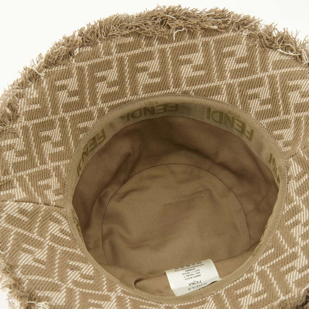 Fendi Denim FF Hoed met Franje Randen Brown Dames