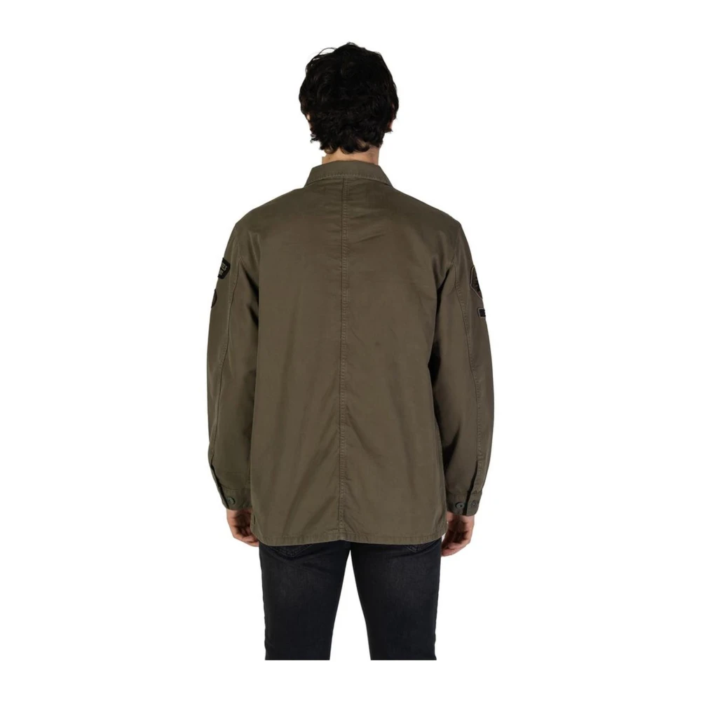 Replay Katoenen Lange Mouw Shirt Green Heren