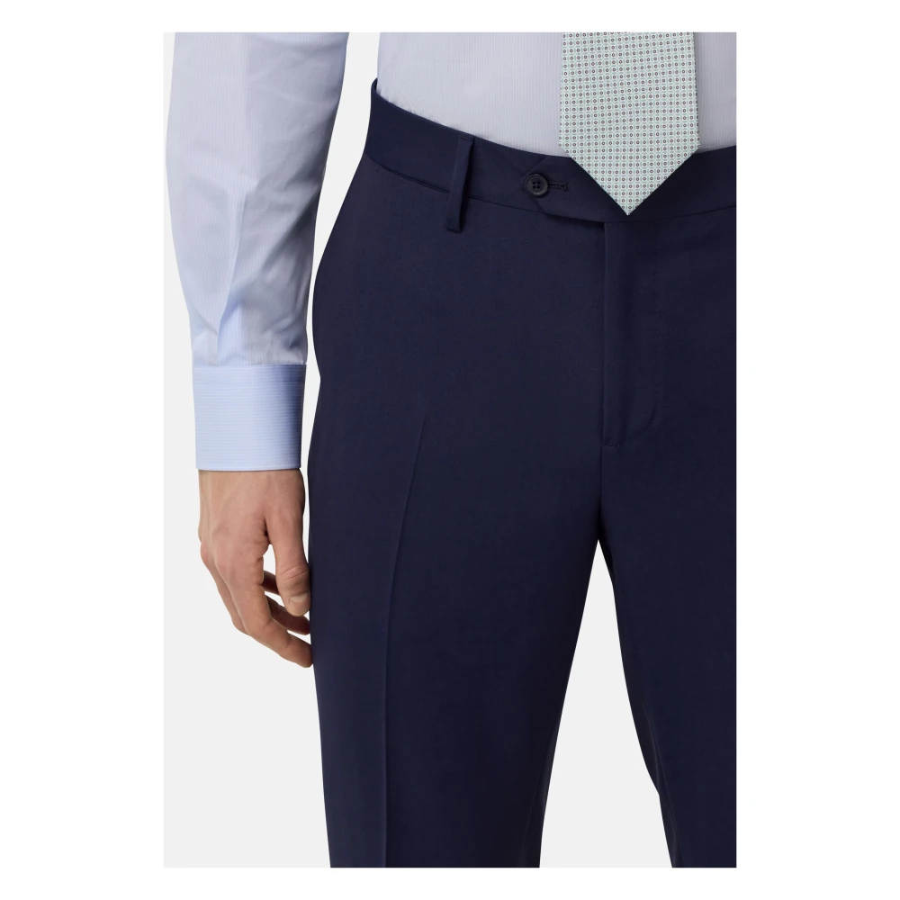 Boggi Milano Herenkostuum in Herringbone-patroon van zuivere Super 130 wol Blue Heren