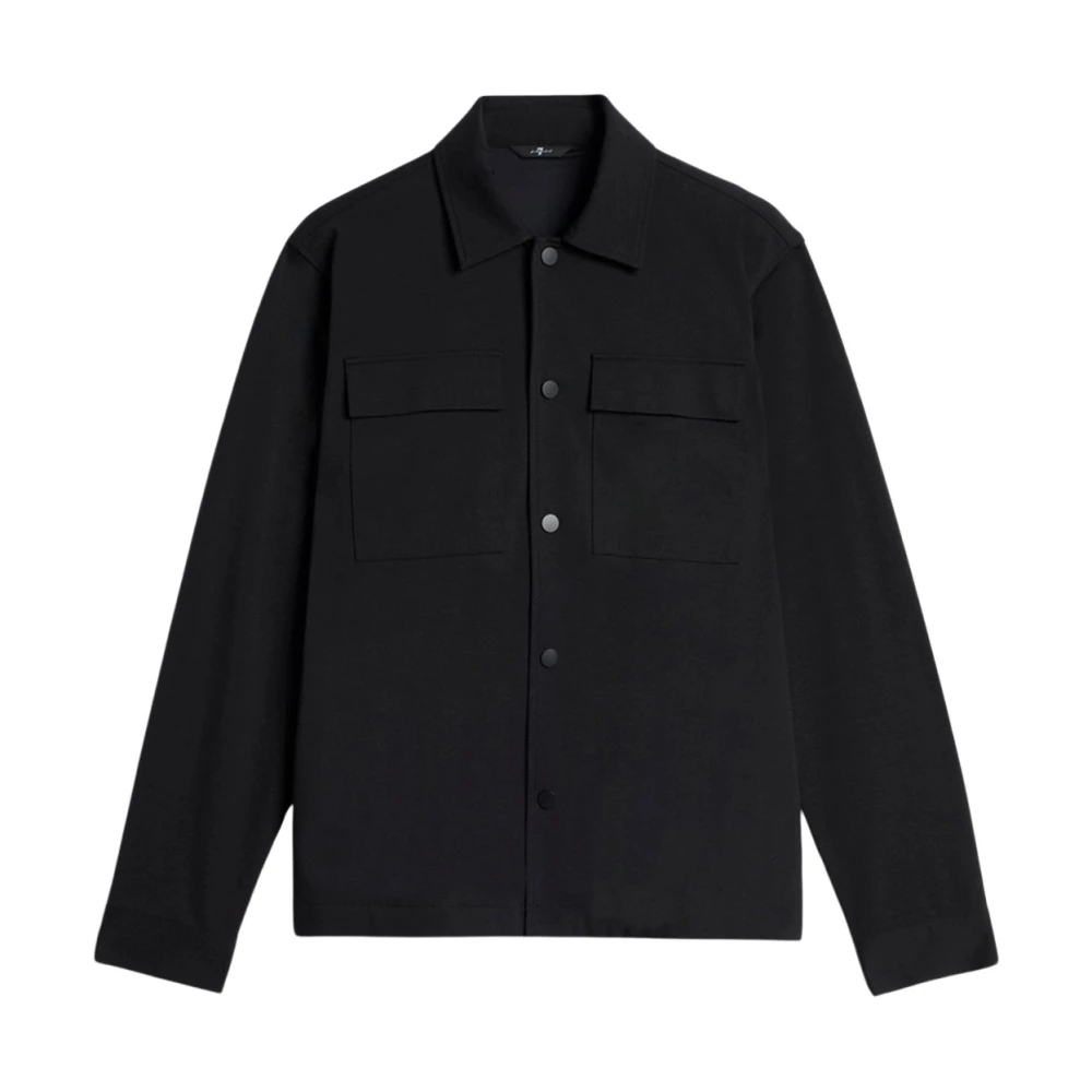7 For All Mankind Overshirt In Luxe Performance Knit - Male - Light Jackets - Black - L - Jackets