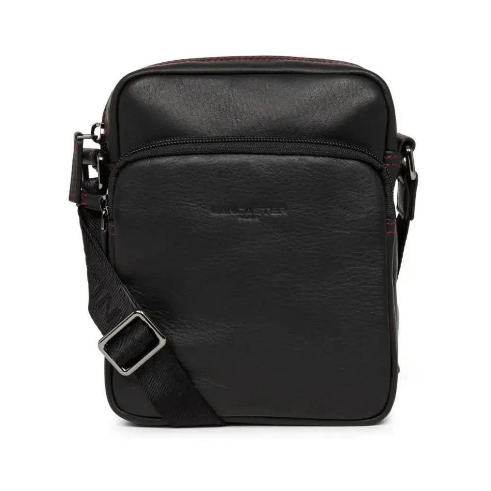 Lancaster Black Vintage Leather Shoulder Bag /Red - Male - Cross Body Messenger - One Size - Bags