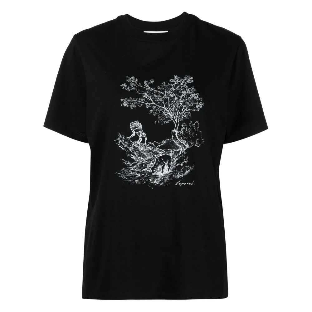 Coperni Zwarte Boxy T-shirt met Toile de Jouy Black Dames
