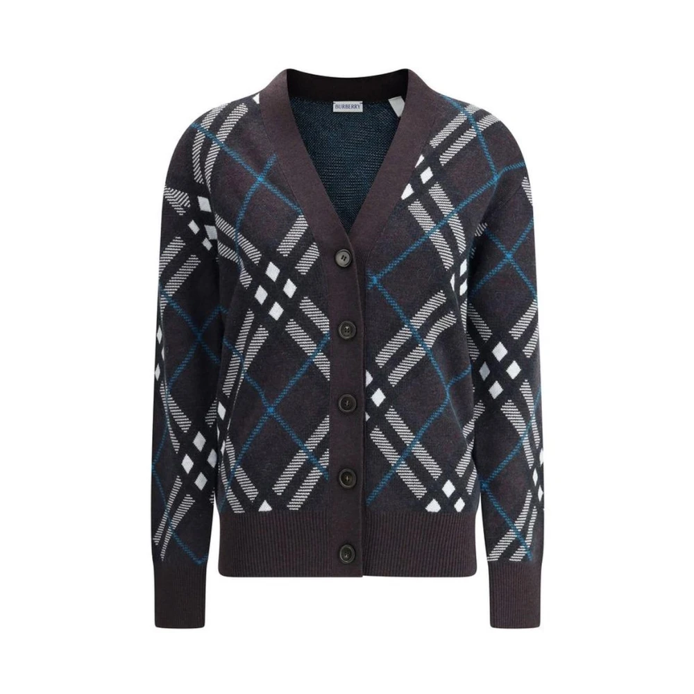 Burberry Wollen V-hals Vest met Zakken Brown Dames