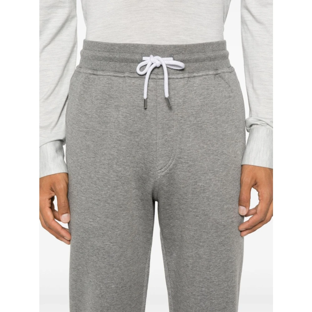 BRUNELLO CUCINELLI Grijze Broek met Manchetten en Trekkoord in de Taille Gray Heren