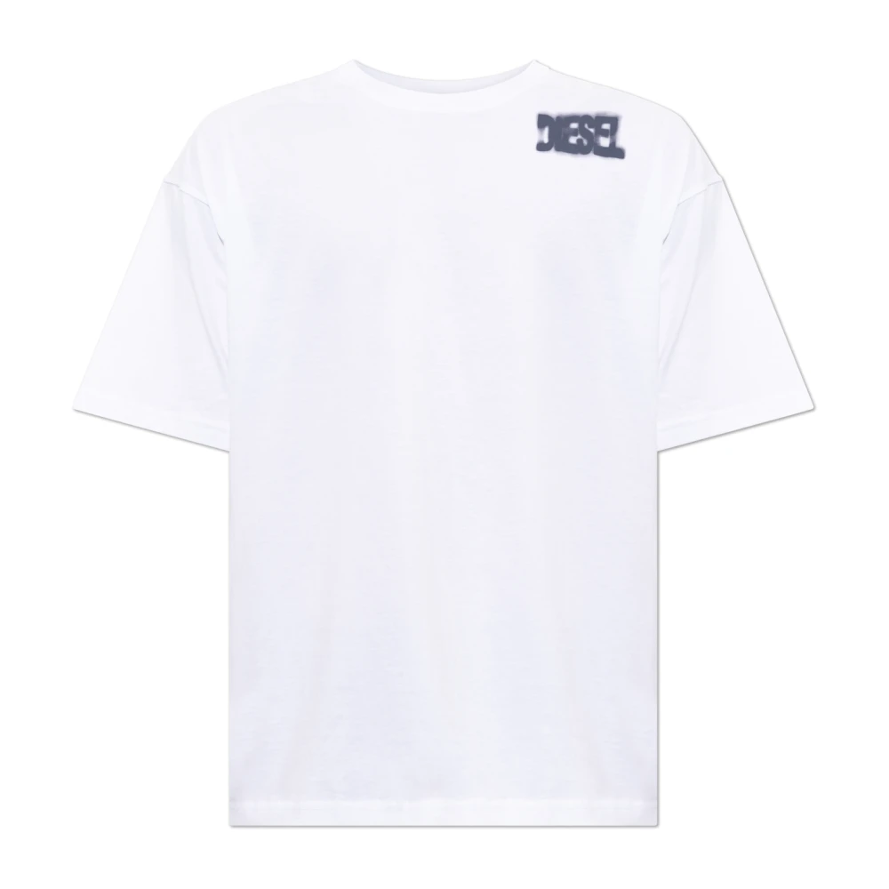 Diesel Mannelijk Wit Tops Heren, L, Katoen, T-Boxt-Aa 19 T-Shirt