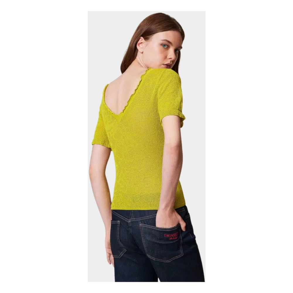 Twinset Omkeerbare Bloemen Jacquard Trui Green Dames