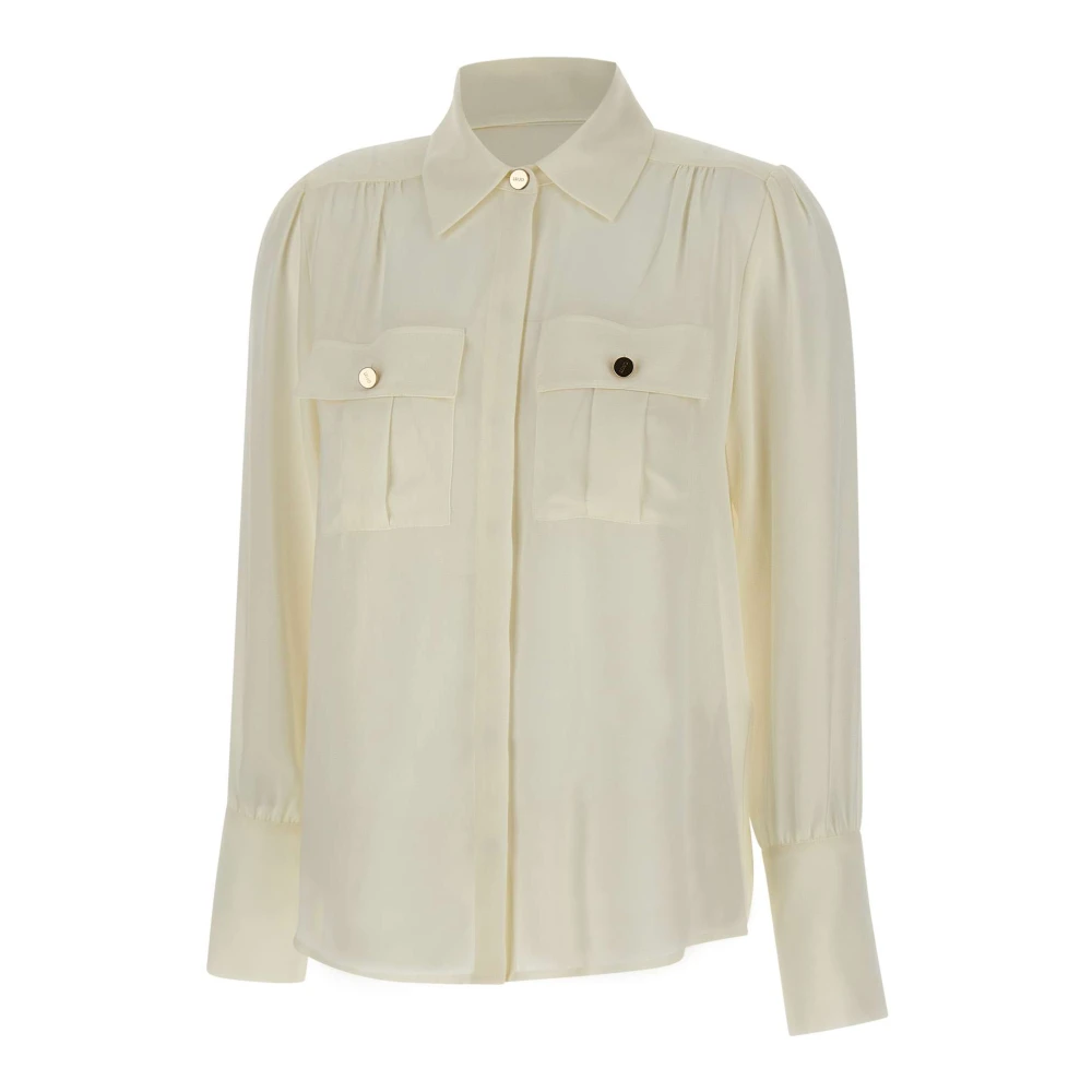Liu Jo Georgette Shirt Franse Kraag Lange Mouwen White Dames