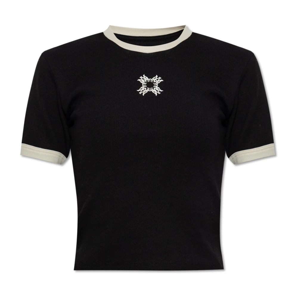 Amiri Geribbelde top met geborduurd logo Black Dames