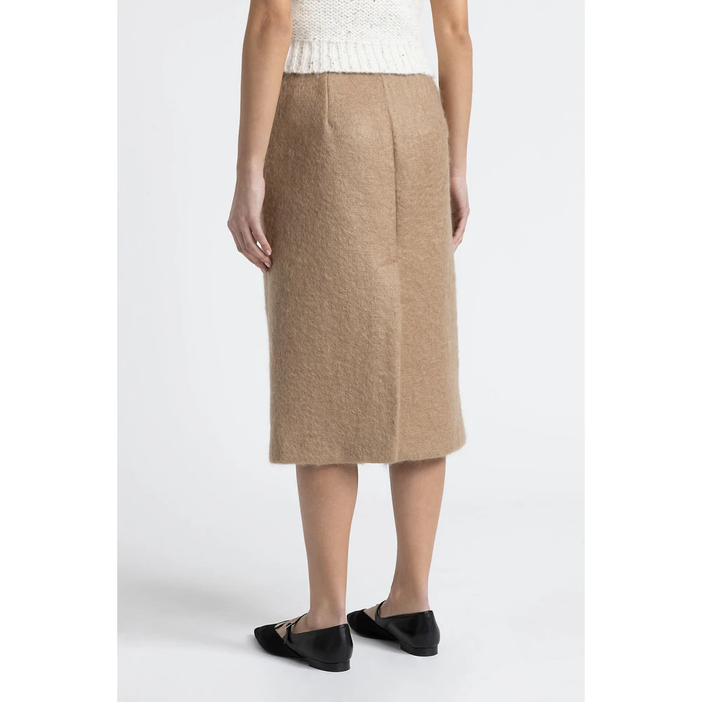 PESERICO Wollen en mohair kokerrok Brown Dames