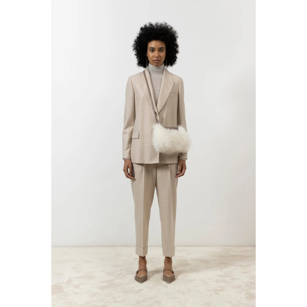 PESERICO Loro Piana jaspé comfort wollen stoffen broek Beige Dames