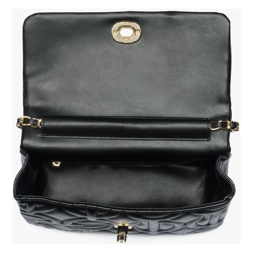 Estro Dames Kleine Zwarte Schoudertas met een Gouden Ketting Er00112088 Black Dames
