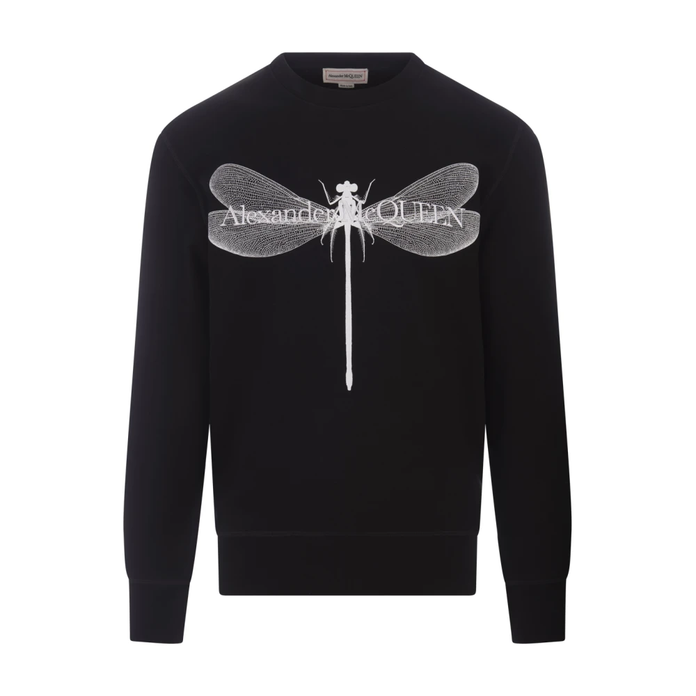 Alexander mcqueen Dragonfly Print Crewneck Sweatshirt Zwart Black Heren