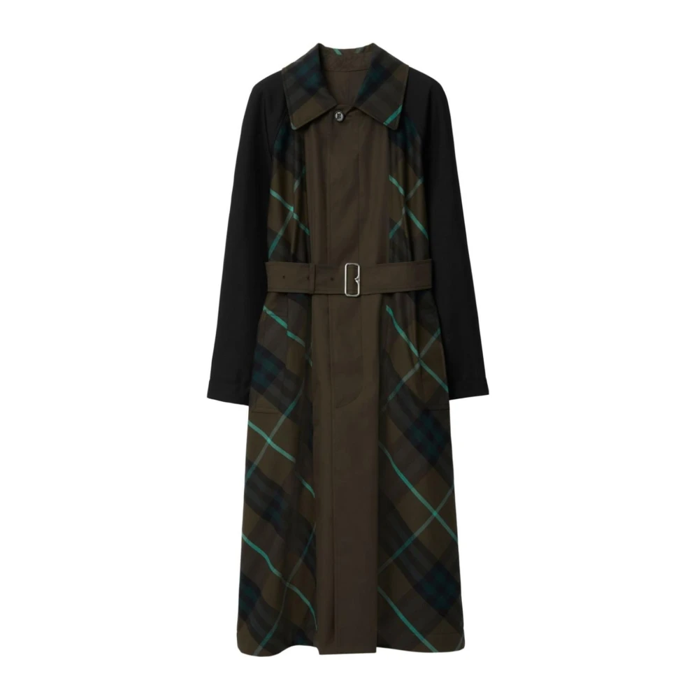 Burberry Women's Multicolor Single-Breasted Coats, 3XS, Check Panel Trench Coat
