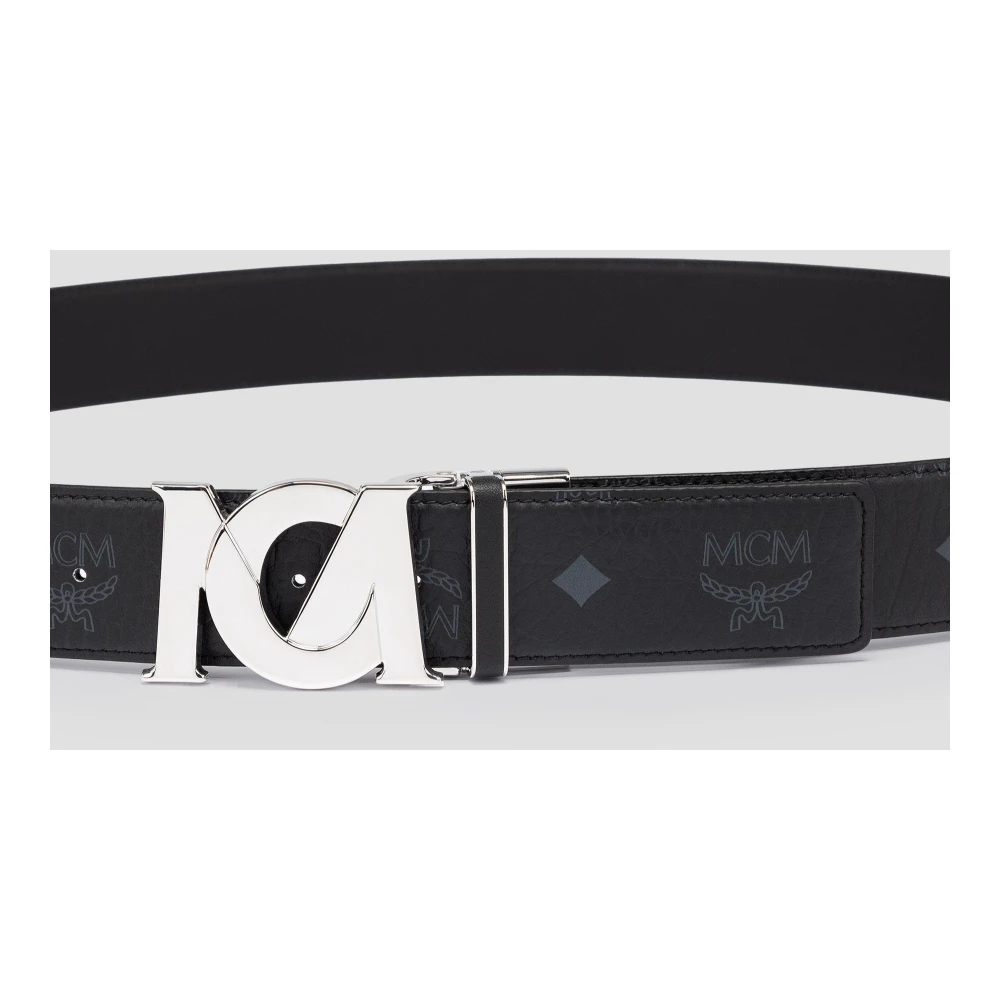 MCM M-Art Omkeerbare Riem in Visetos 3 8 cm Black Dames