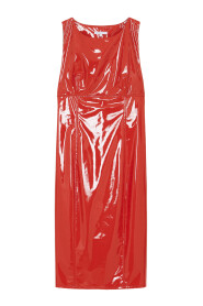 Wermilionowa Czerwona Sukienka Midi z Winylu