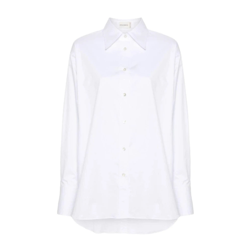 closed Witte Stretch-Katoenen Poplin Overhemd White Dames