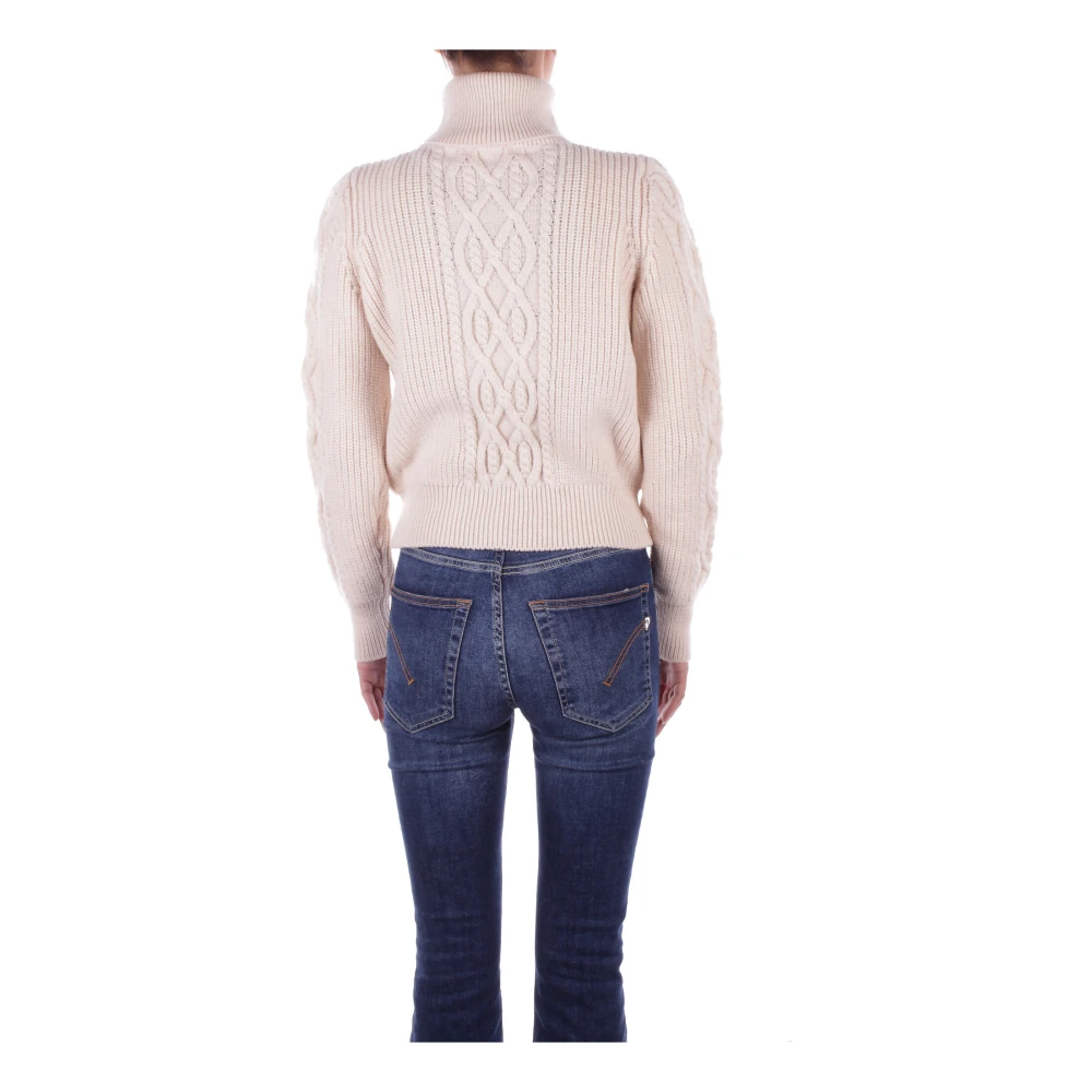 Elisabetta Franchi Trui met hoge hals en geborduurde details Beige Dames