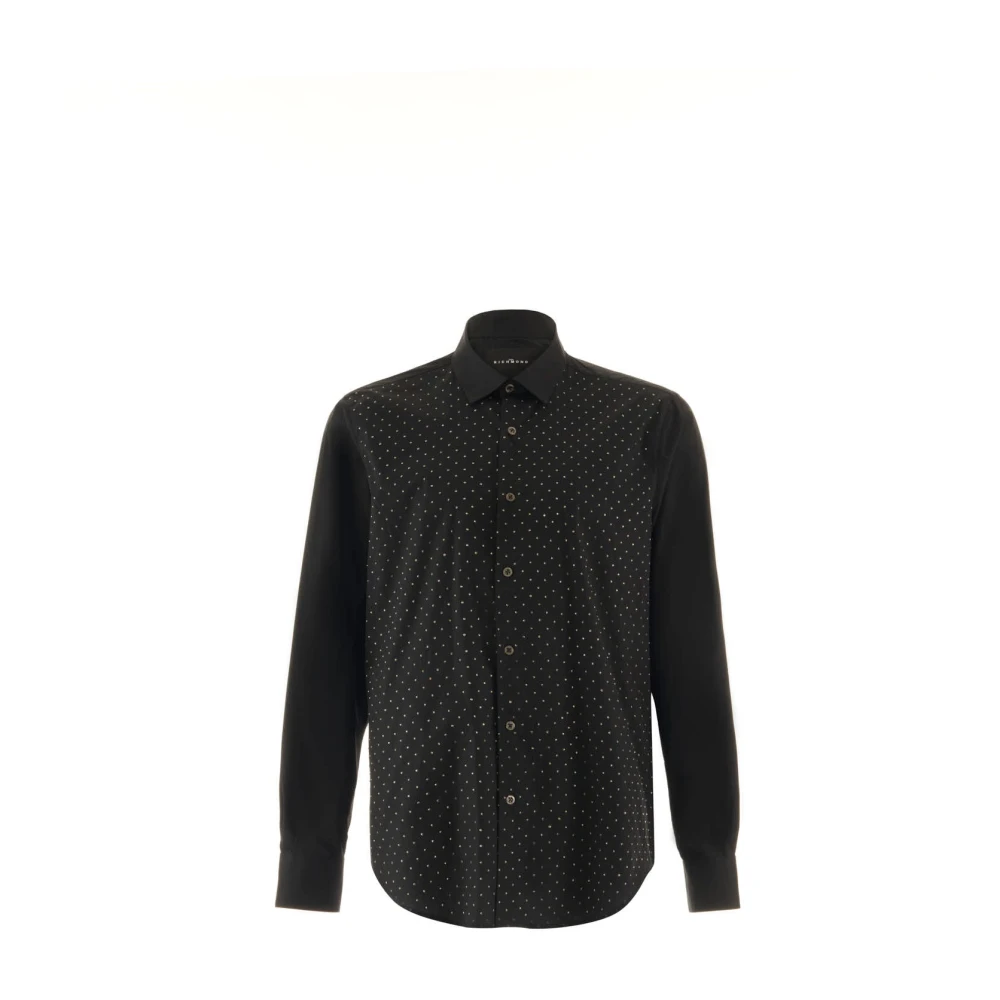 John Richmond Reguliere shirt met allover patroon Black Heren