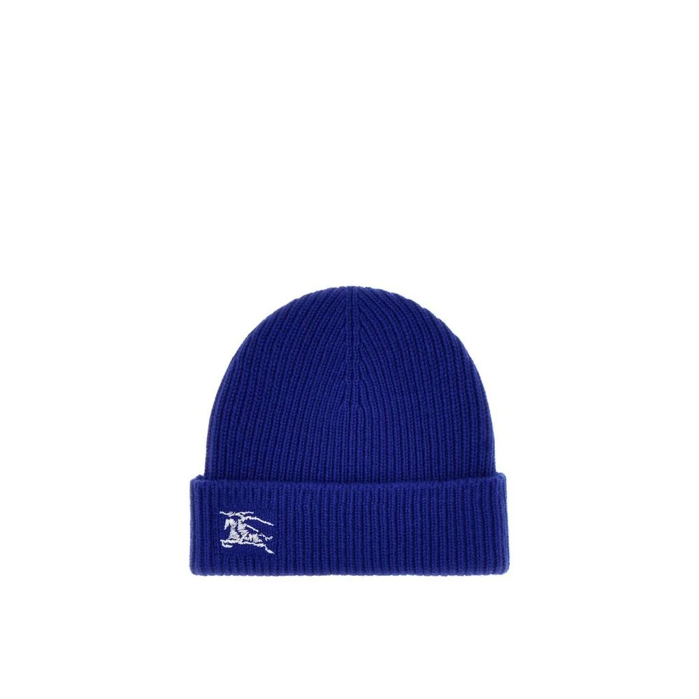 Burberry Men's Blue Cashmere Beanie Hat With Pegaso Embroidery