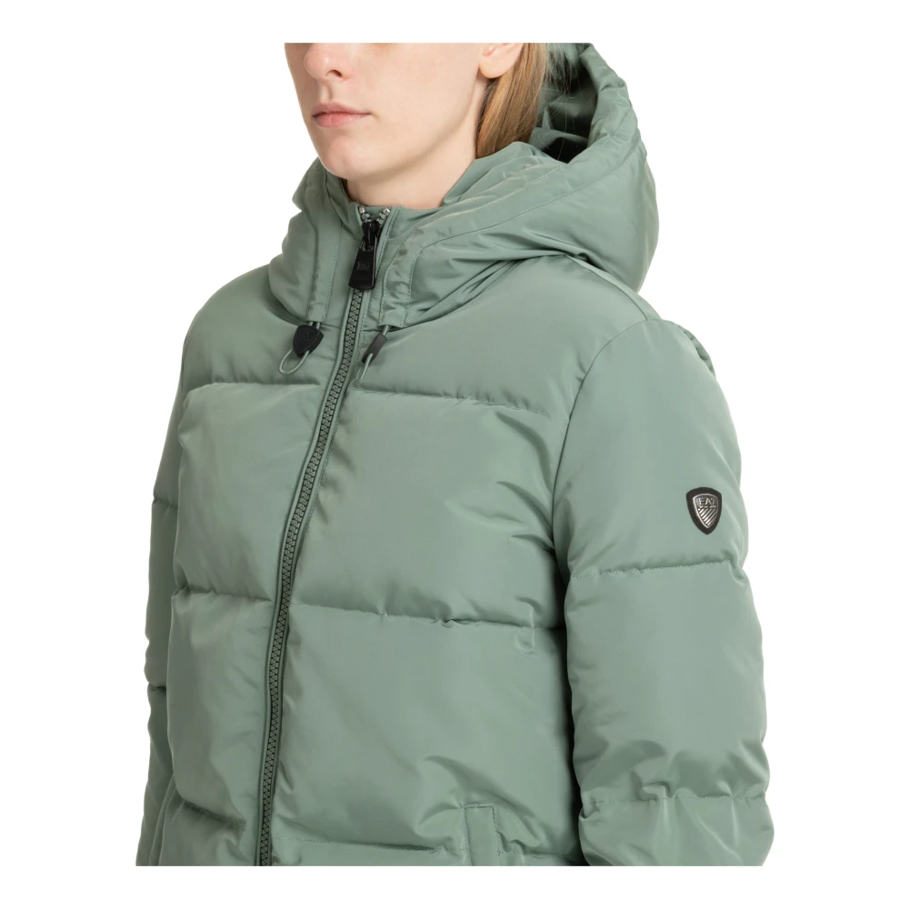 Emporio Armani EA7 Warme Donsjas met Capuchon Green Dames