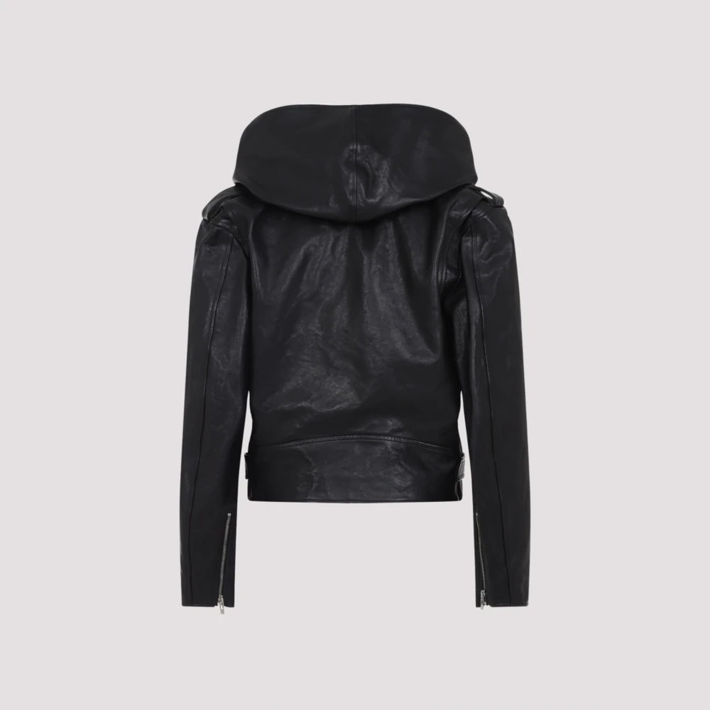 Alaïa Zwarte leren jas Elegante Stijl Black Dames