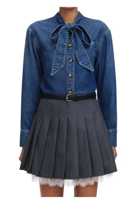 Denimskjorta med knytband