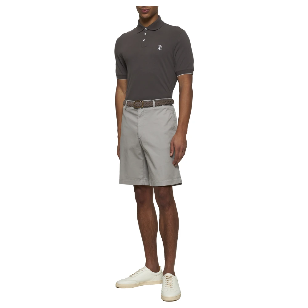 BRUNELLO CUCINELLI Groene Katoenen Gabardine Regular Fit Broek Gray Heren