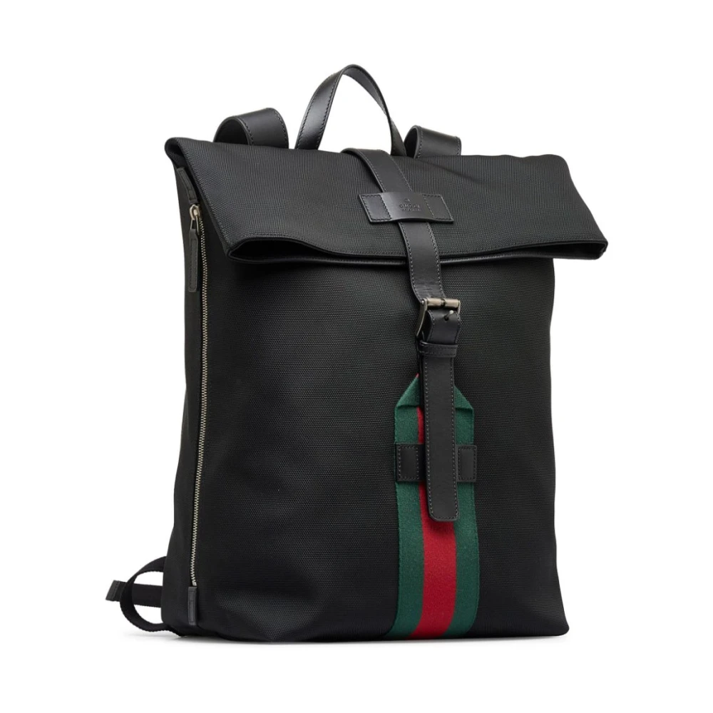 Gucci Zwarte Technocanvas Rugzak met Verstelbare Banden Black Unisex