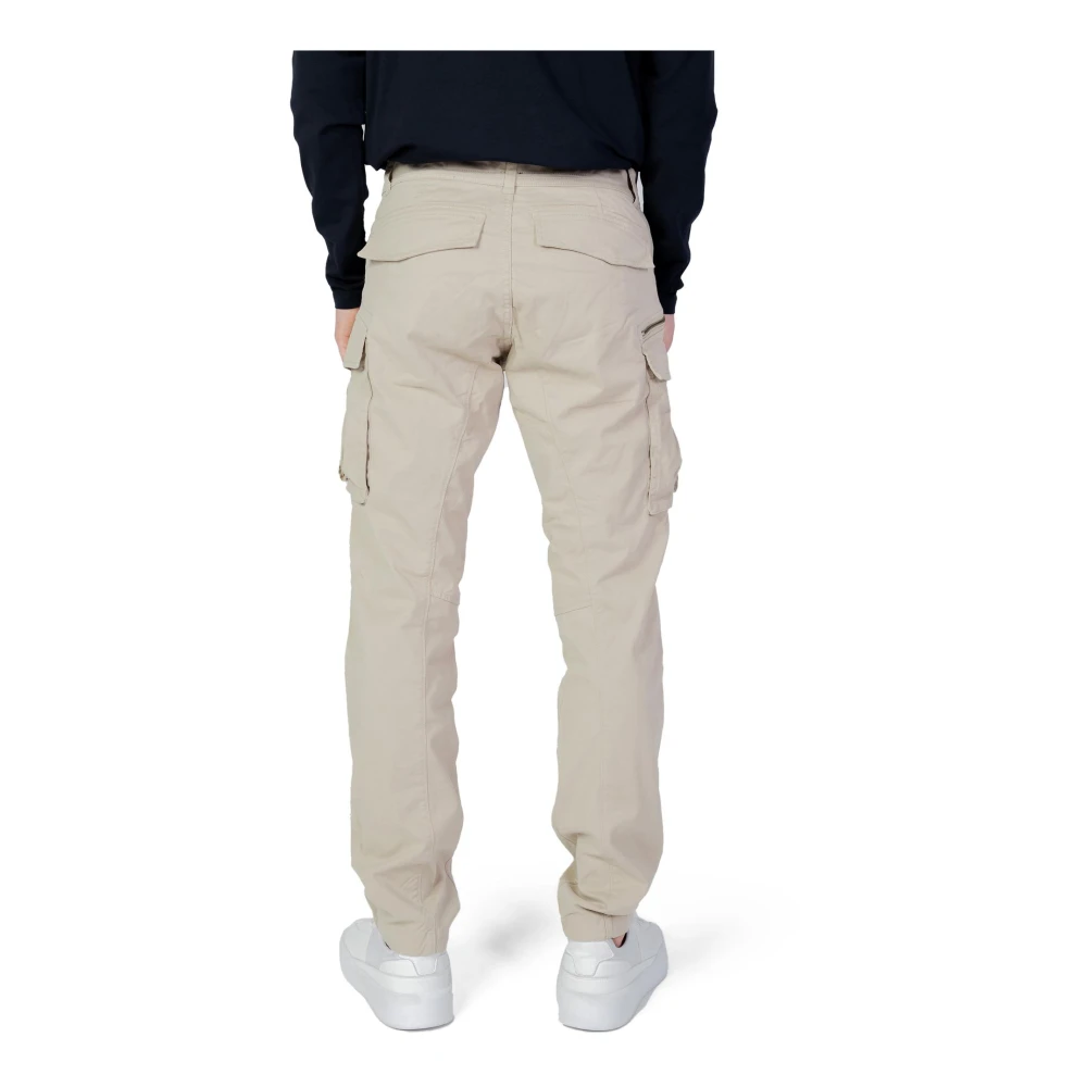 Replay Effen Slim-fit Broek met Rits en Knoop Beige Heren