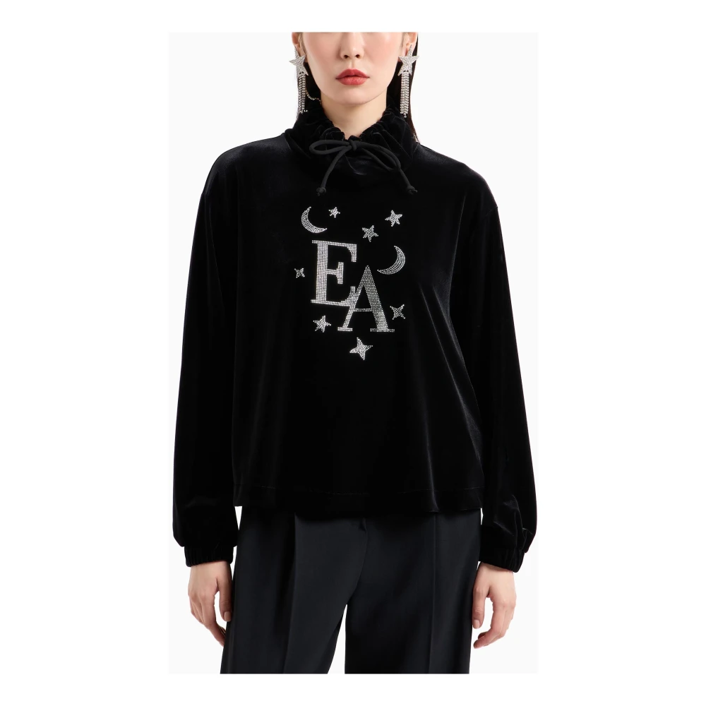 Emporio Armani Zwarte trui met hoge hals Black Dames