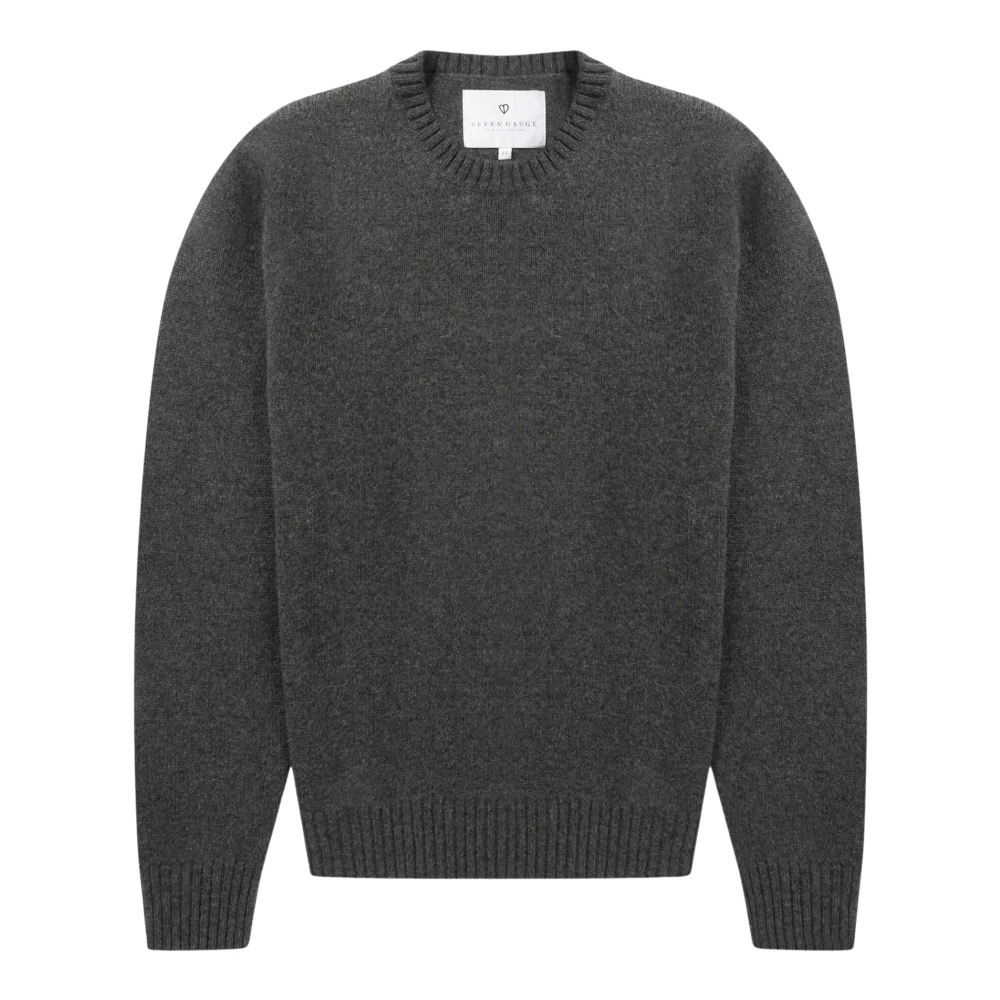 Seven Gauge Zachte lamswol ronde hals trui Gray Heren