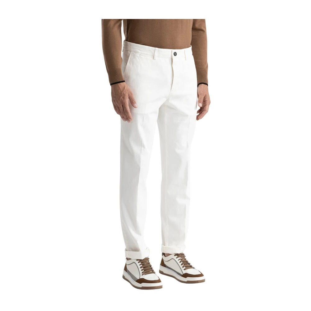 PESERICO Stretch katoenen chino's White Heren