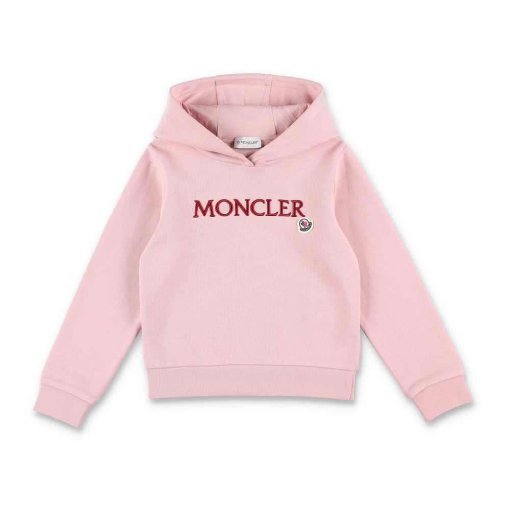 Moncler Rosa Stickad Logo Hoodie Aw24 Pink, Flicka