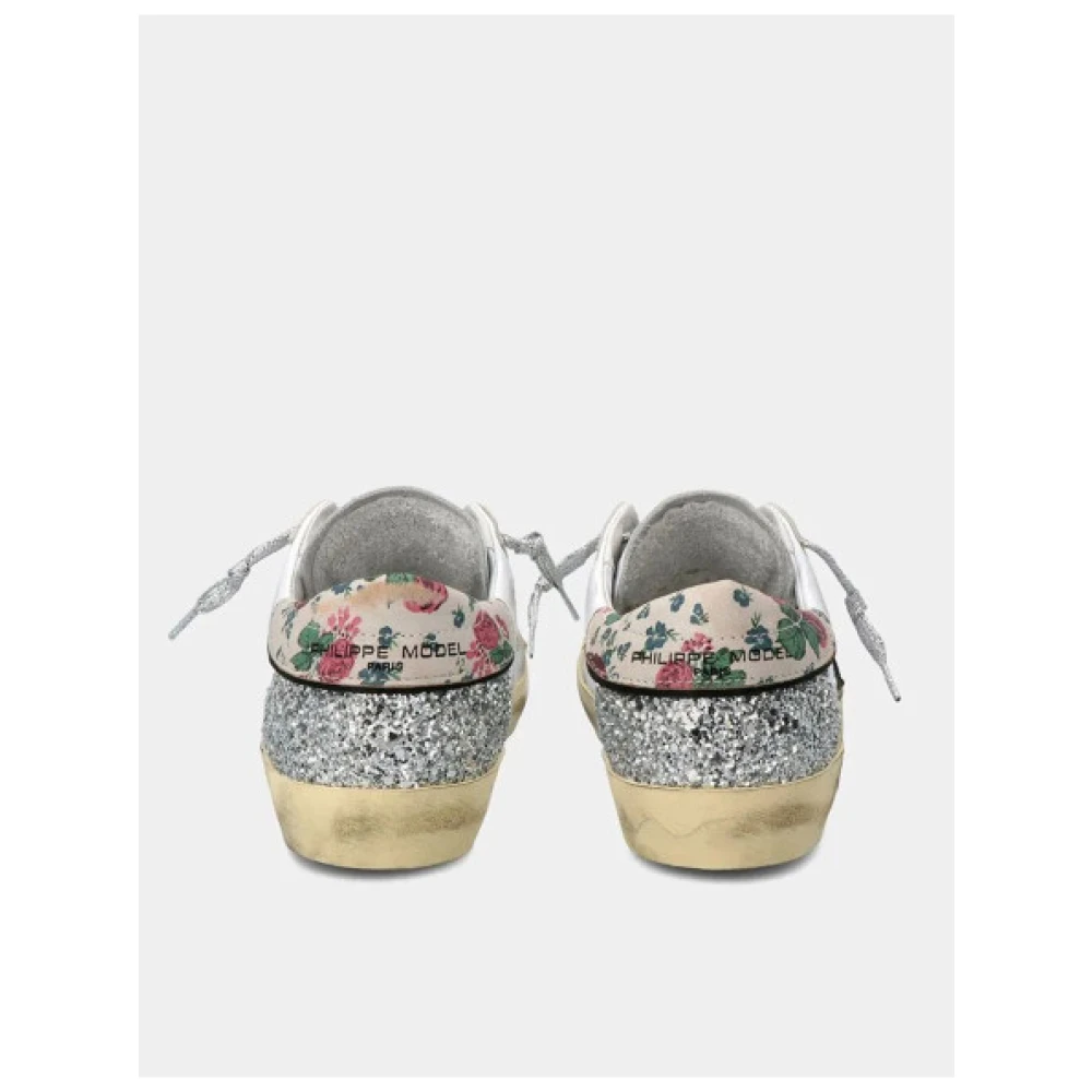 Philippe Model Lage Top Bloemen en Glitter Sneakers Multicolor Heren