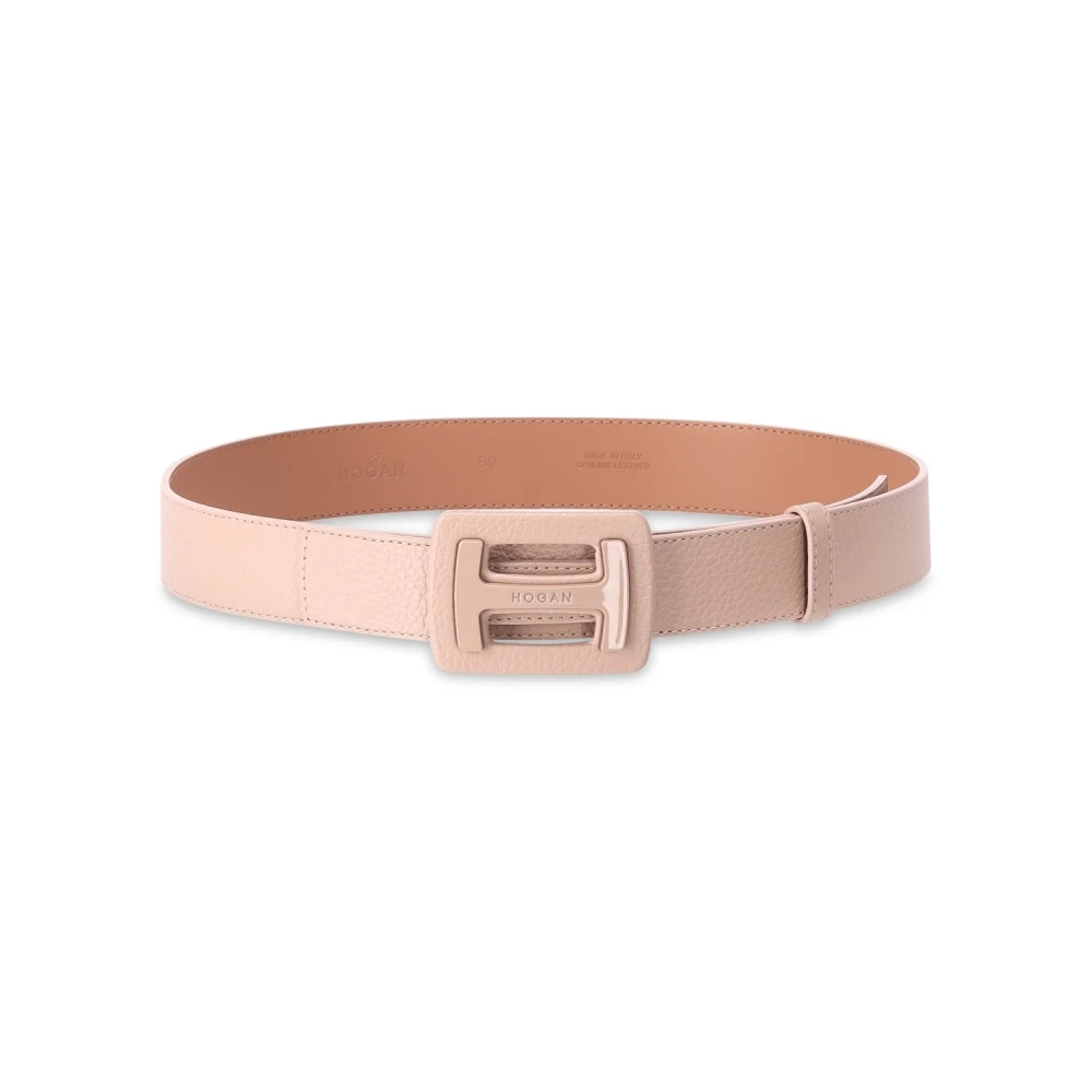 Hogan Logo Gesp Leren Riem Pink Dames