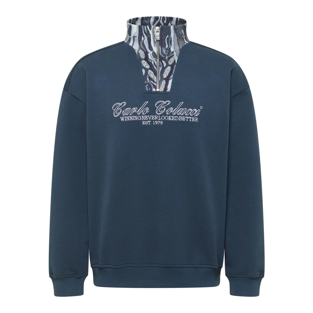 Carlo Colucci Men's Blue Troyer - Sweatshirts - L - Sweatshirts & Hoodies