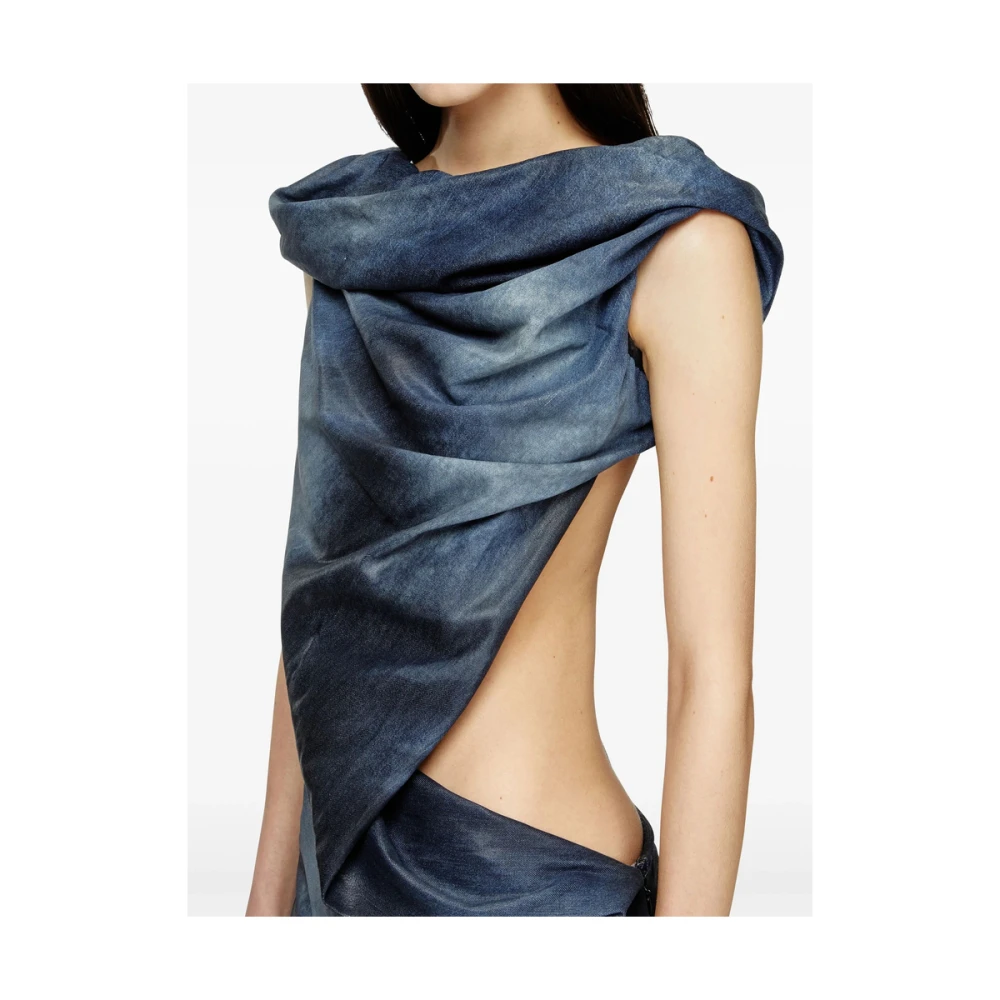 Diesel Navy Blue Boat Neck Dress Blue Dames