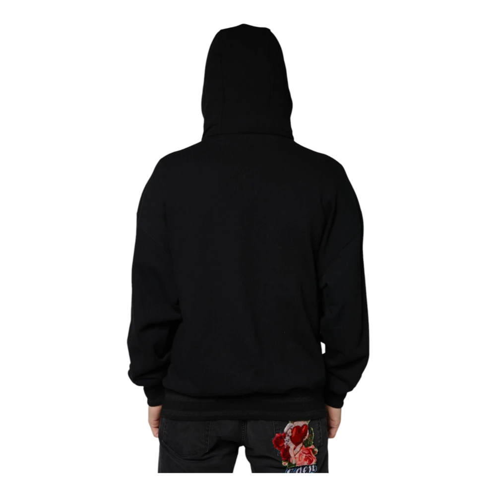 Dolce & Gabbana Zwarte hoodie met logodetails Black Heren