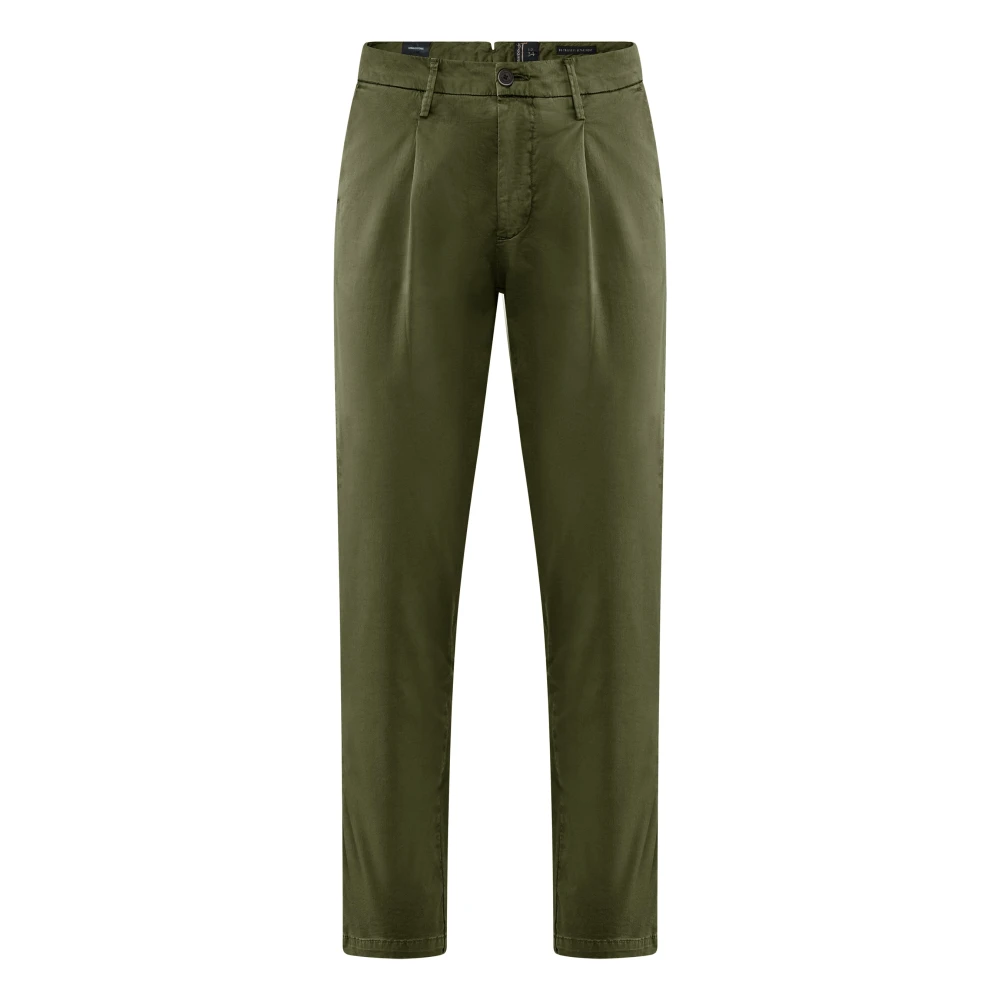 Bomboogie Herr Grön Byxor W33, Bomull, Tapered Fit Byxor I Bomullsgabardin