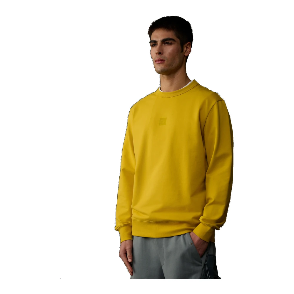 C.P. Company Geribbelde Crewneck Fleece Sweater Yellow Heren