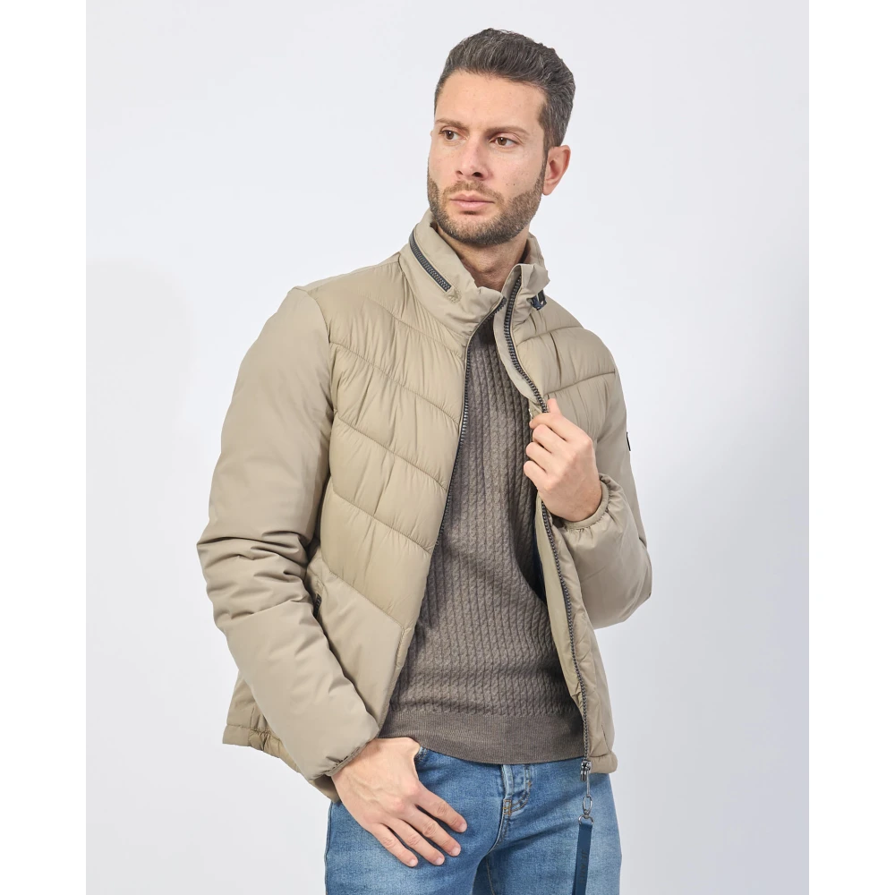 YES ZEE Beige Gewatteerde Fullzip Jas Beige Heren