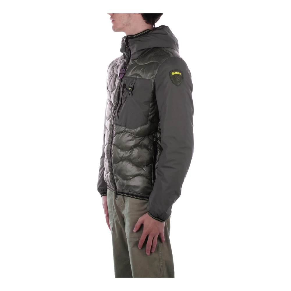 Blauer Groene Hoodie Jas Logo Rits Zakken Green Heren