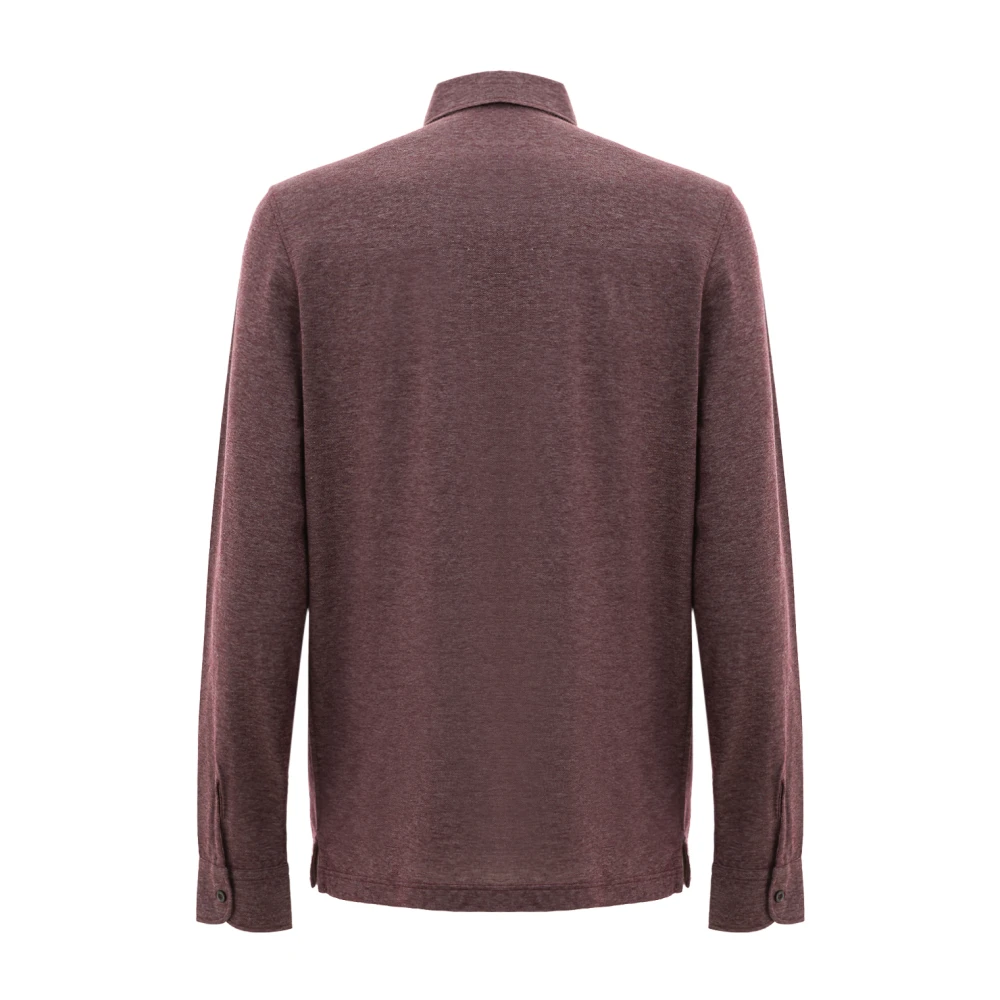 Corneliani Paarse polo met lange mouwen Purple Heren